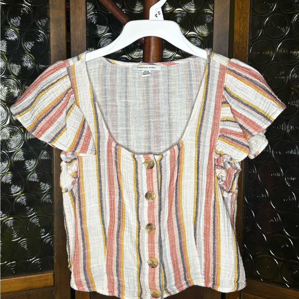 American Eagle Outfitters Striped Button-Down Blouse